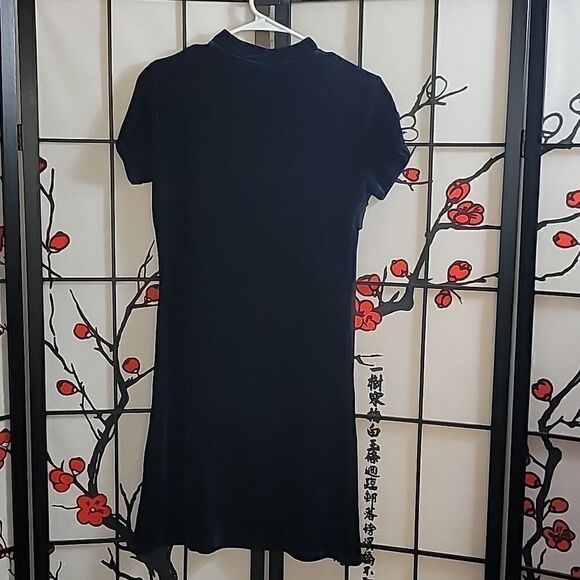 Lazy Oaf Midnight Planet Dress Size L Blue Velvet Celestial Moon - Picture 6 of 10